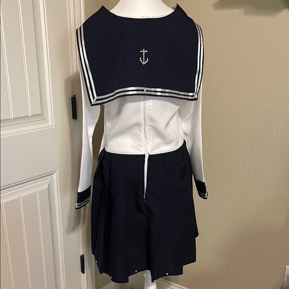 Navy and White Sailor costume Dress with hat - Picture 2 of 10